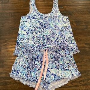🌴Lilly Pulitzer🌴 Ruffle PJs in Royal Purple Print